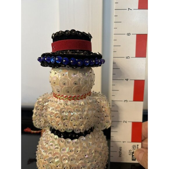 6 Vintage Push Pin Sequined Christmas Snowman Felt Soldier Mouse Duck Ornaments - Picture 5 of 10